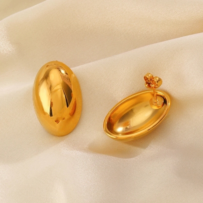 1 Pair Minimalist Classic Style Geometric Square Oval Polishing 304 Stainless Steel 18K Gold Plated Ear Studs