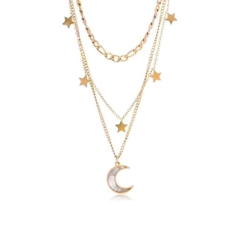 Fashion Star Moon 304 Stainless Steel Plating Stainless Steel Necklaces