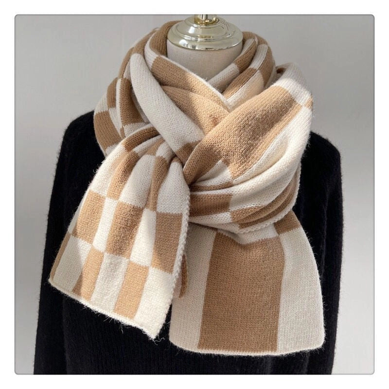 Plaid Cashmere Scarf Women's Winter New High-end Shawl Student Warm Neck Fashion