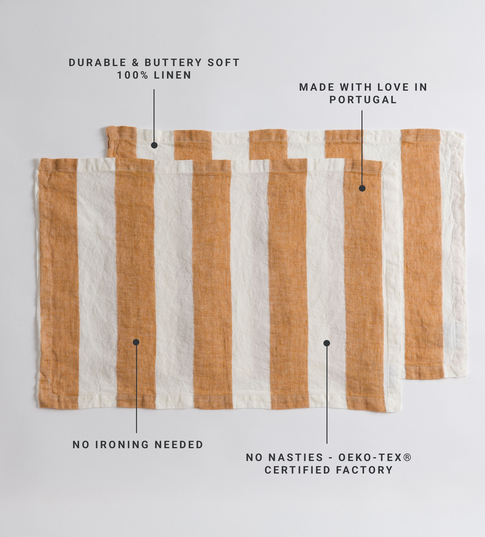 Wide Stripe 100% Linen Placemats - Set of 2