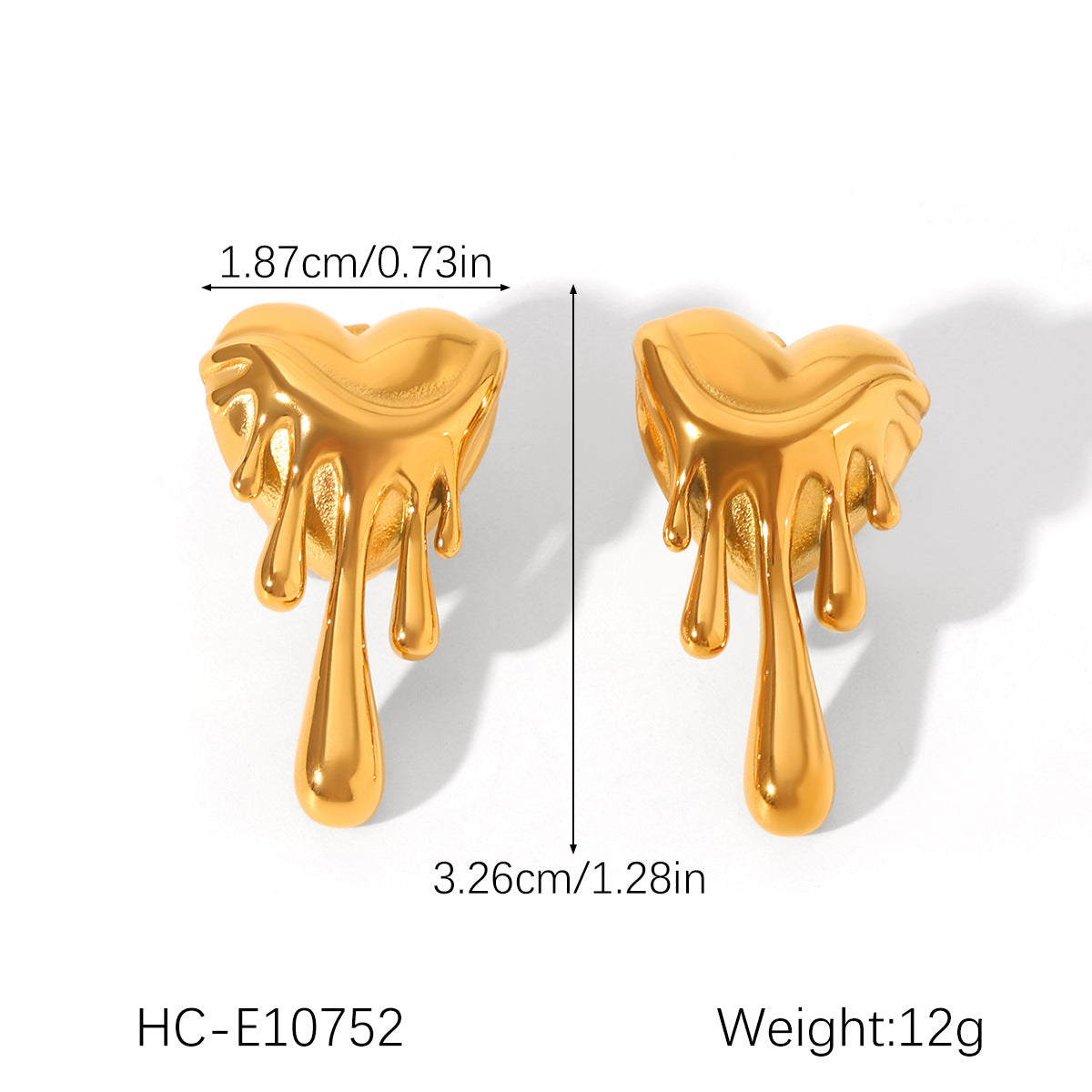 Ins Style Color Matching Stainless Steel Lava Love Earrings Female Earrings Melted Heart-Shaped Earrings