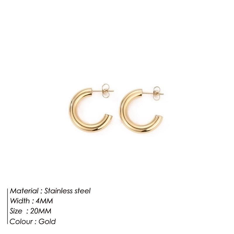 Fashion Geometric Plating 304 Stainless Steel Hoop Earrings