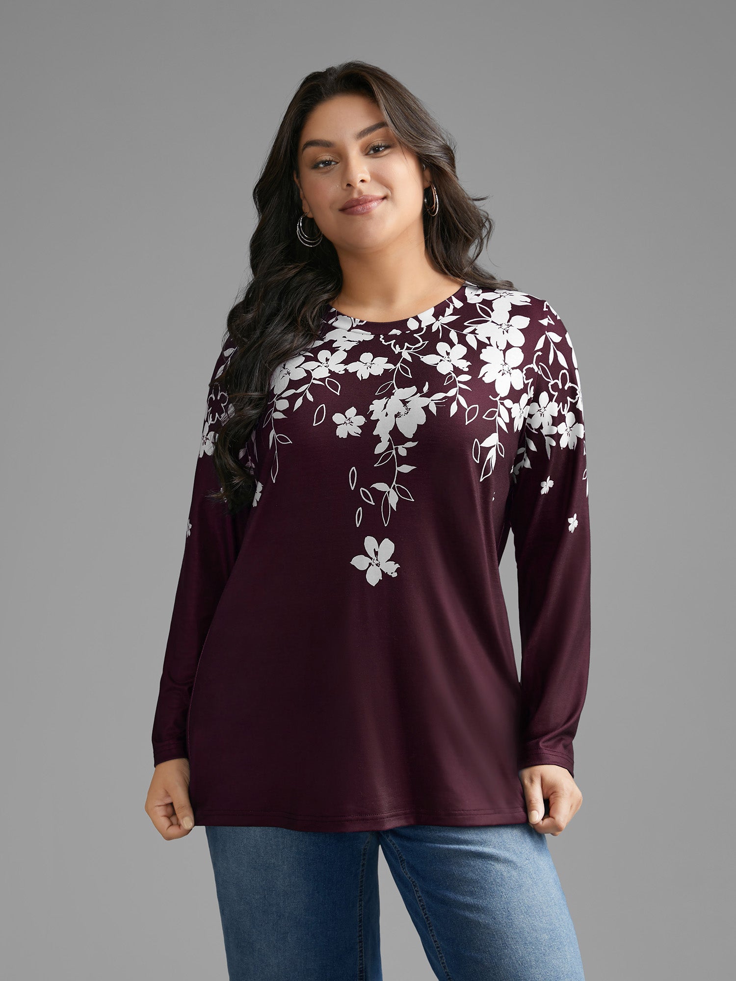 Round Neck Boho Print T-Shirt