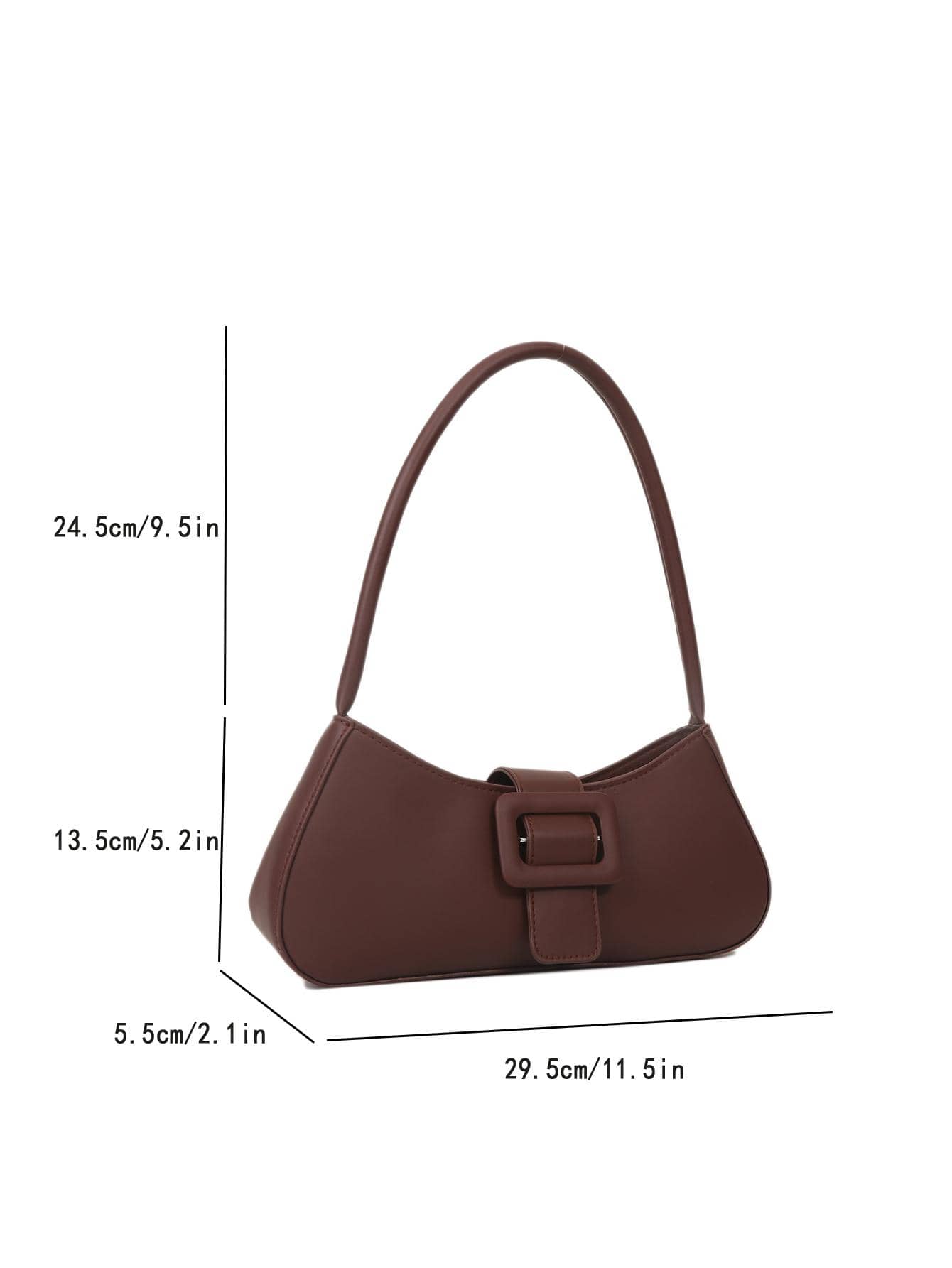 Buckle Decor Bag Solid Color Elegant Style