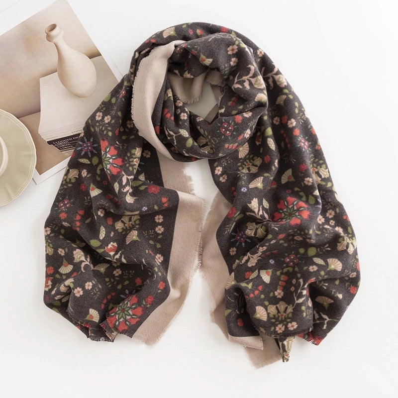Women's Minimalist Flower Polyester Printing Scarf