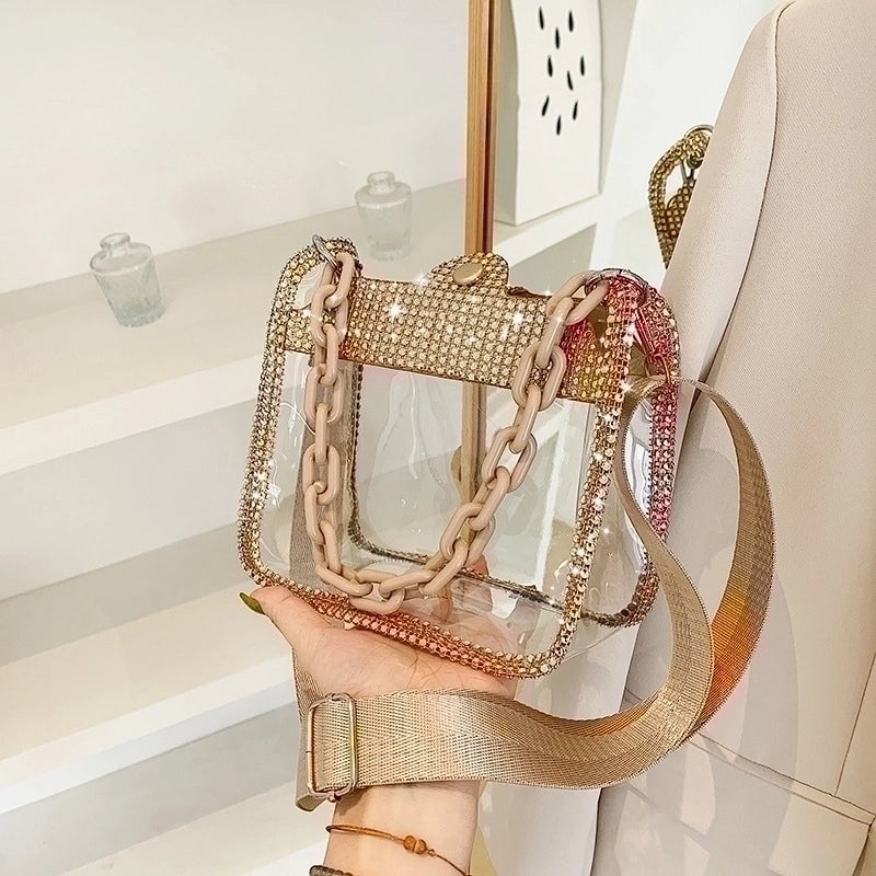 Women's Small Pvc Solid Color Streetwear Square Magnetic Buckle Shoulder Bag