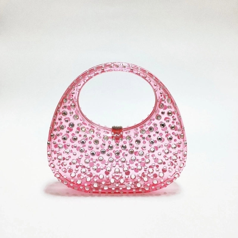 Women's Small Arylic Solid Color Elegant Round Lock Clasp Underarm Bag