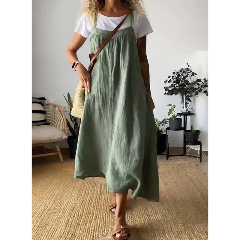 Women's Simple Cotton Linen Sling Dress🔥Free Shipping