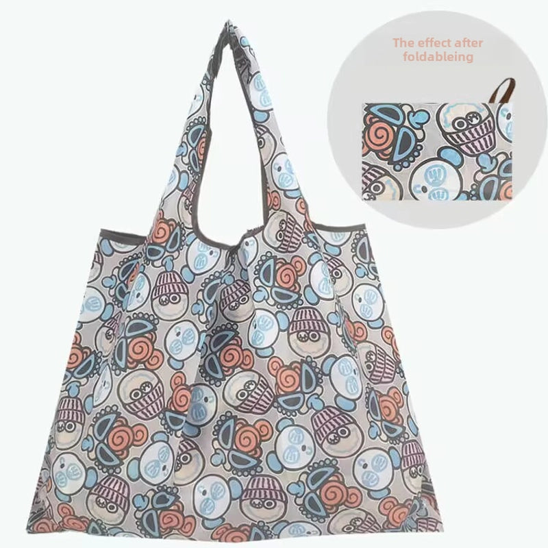 Printed Environmental Bag Large 210T Supermarket Folding Shopping Bag Thickened Tote Bag Shopping Bag