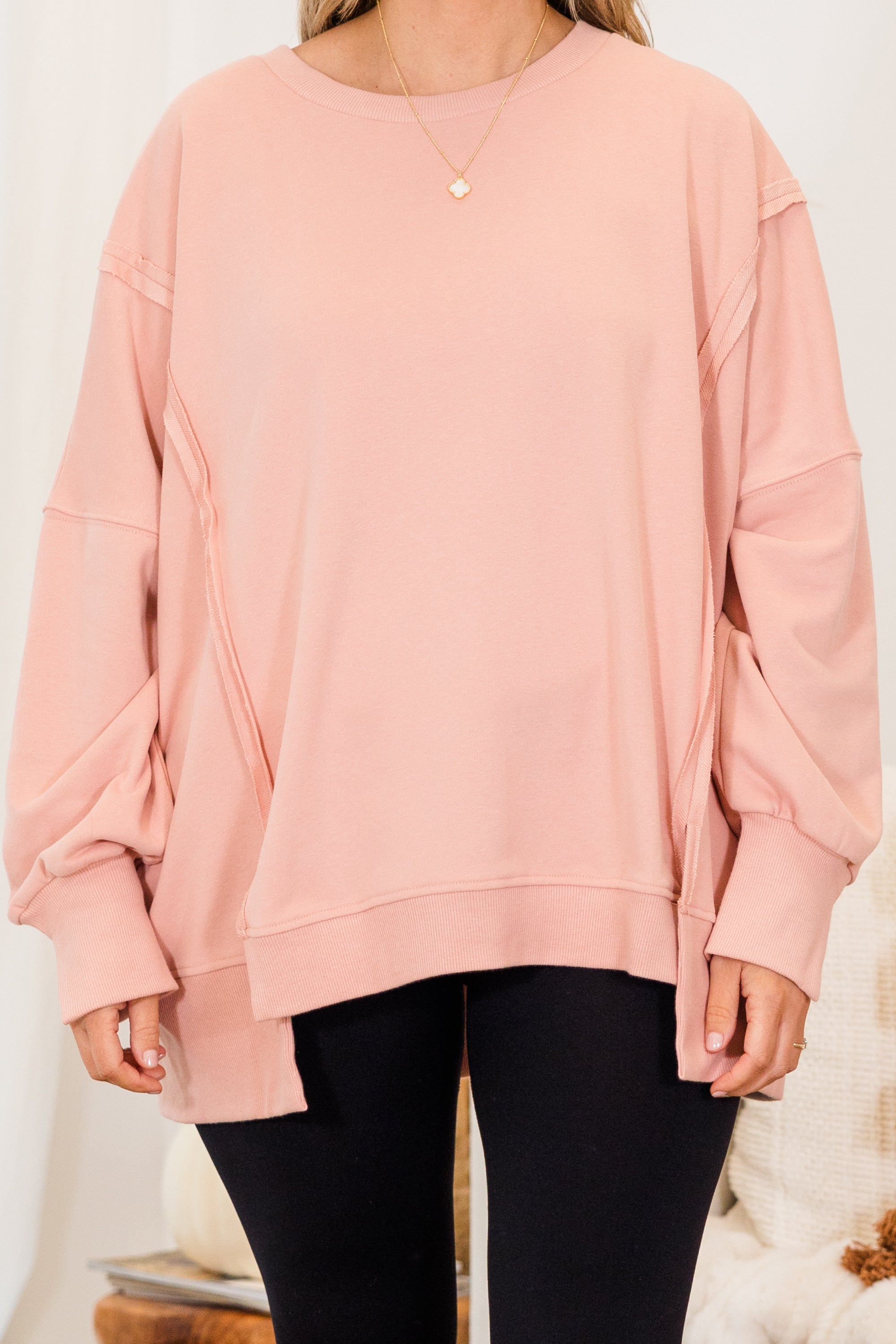 Sunset Glow Pullover. Pink