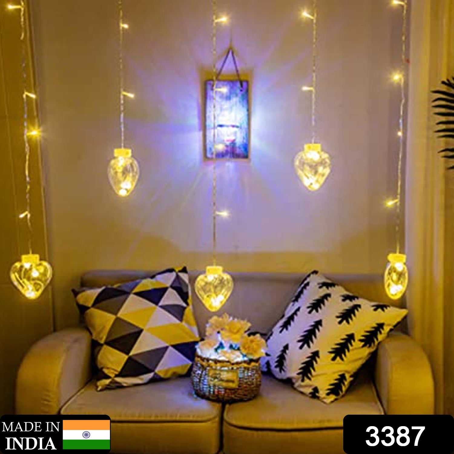 8 Feet 12 Wish Heart Ball String LED Lights With Color Box for Home Decoration. Diwali & Wedding LED Christmas Light Indoor and Outdoor Light .Festival Decoration  (Wishing Ball Warm White)