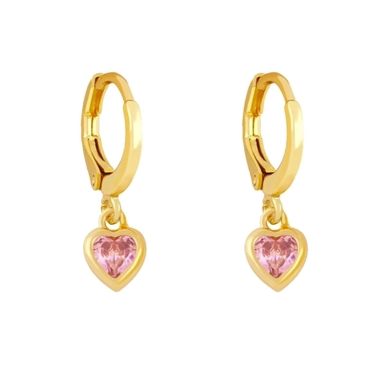 Fashion Heart Copper Artificial Gemstones Copper Earrings