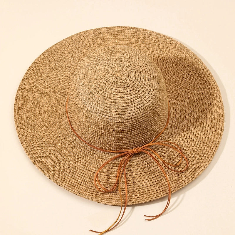 6 Pieces Women's Bohemian Solid Color Big Eaves Sun Hat