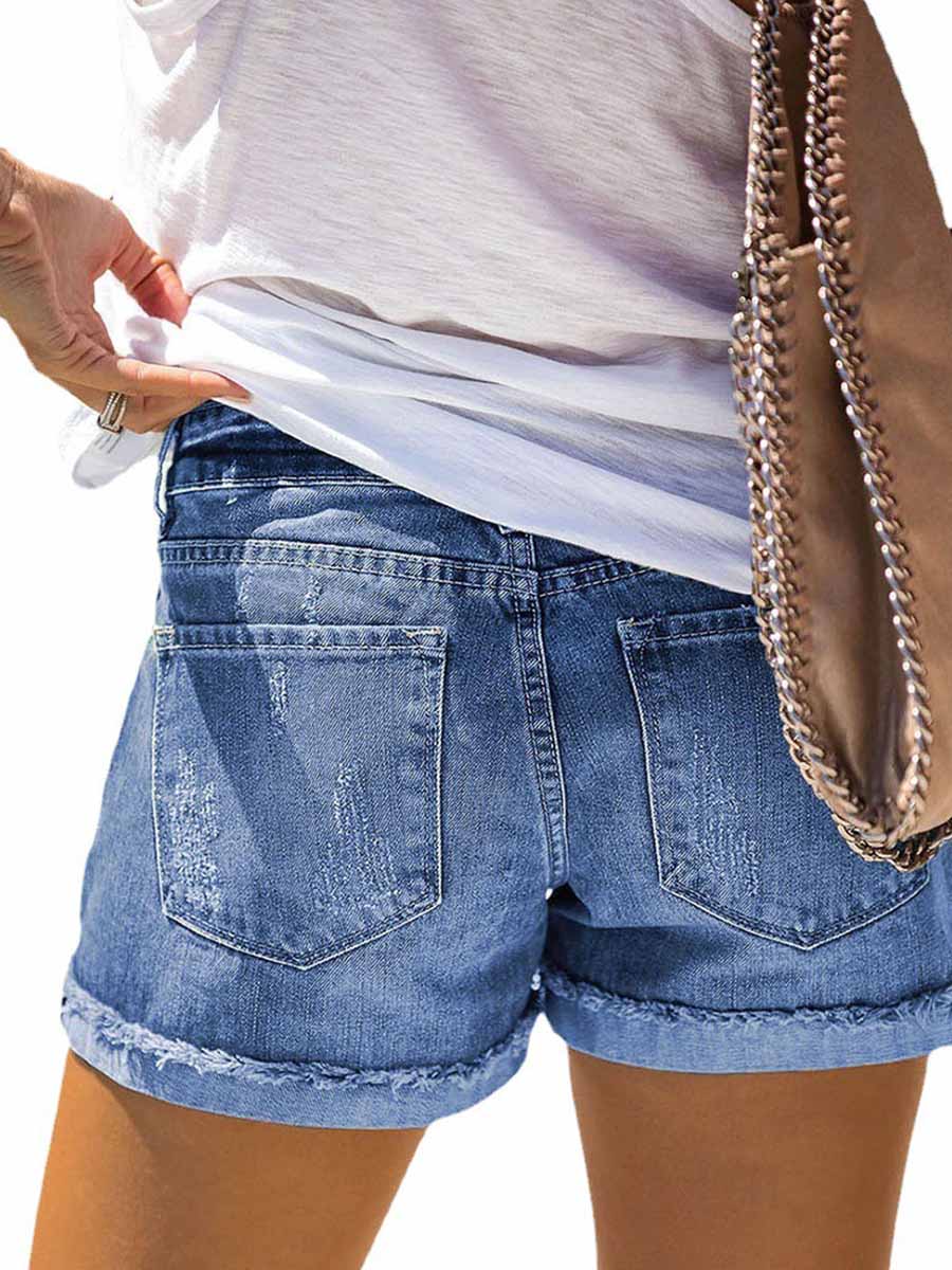 National Flag Torn Denim Shorts