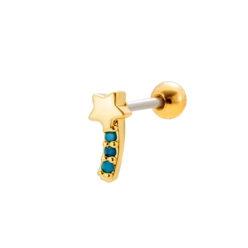 1 Piece Ear Cartilage Rings & Studs Sweet Heart Shape Flower 316L Stainless Steel  Copper Plating Inlay Zircon