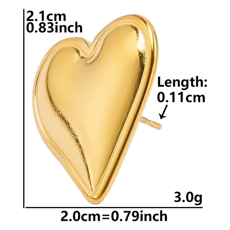 1 Pair Minimalist Heart Shape Plating 304 Stainless Steel Ear Studs