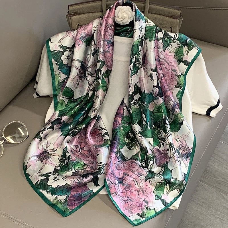 Women's Elegant Minimalist Printing Silk Printing Silk Scarf