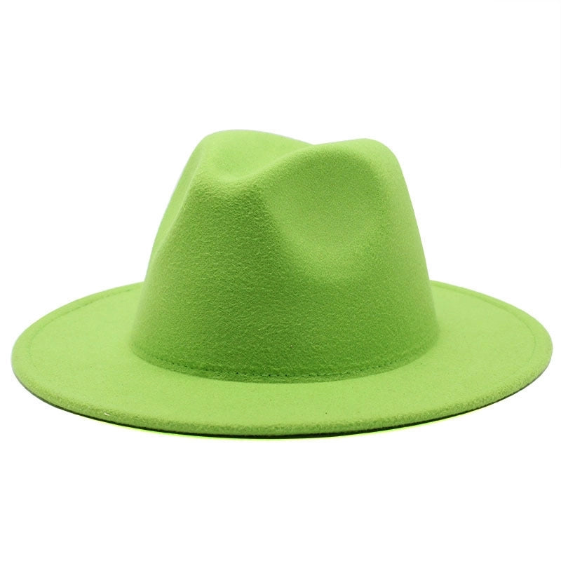 Solid Color Jazz Hat British Style Retro Woolen Hat Adult Embroidery Logo Felt Hat