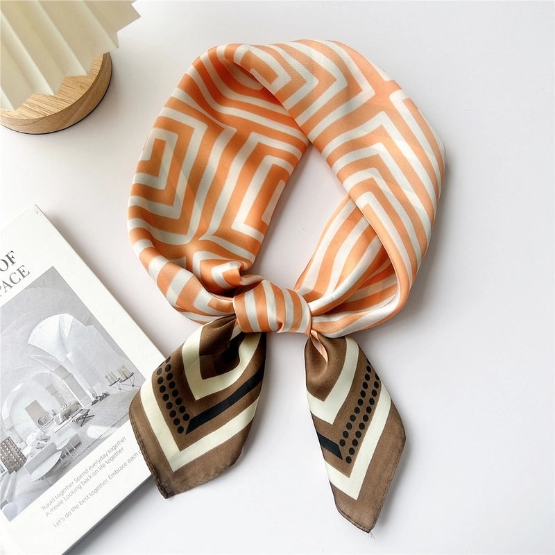 Women's Cartoon Style Cute Minimalist Printing Polyester Printing Silk Scarf