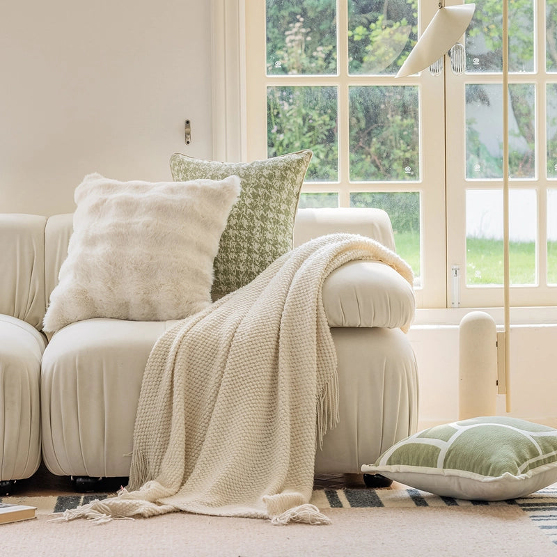 Cream Style Sofa Pillowcase Style  Modern Simple Living Room Pillow Bedside Cushion Bed Waist Backrest