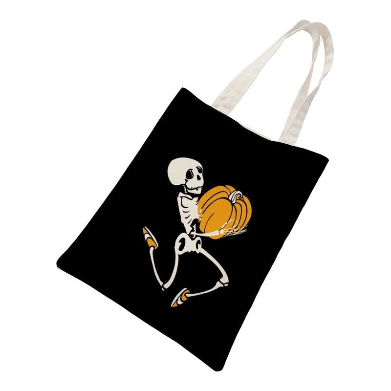 Women's Casual Pumpkin Skeleton Shopping Bags