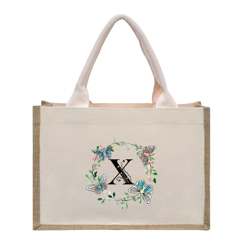 Women's Medium Canvas Letter Basic Classic Style Open Shopping Bags