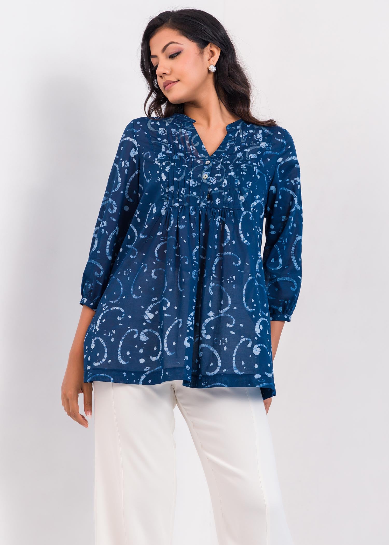 Batik Pin Tucked Top