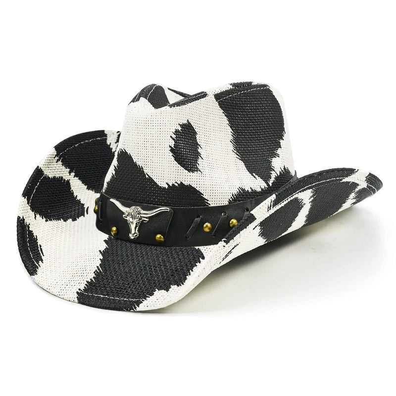 Retro Tie-dyed Western Denim Hat Men And Women Fashion Big Brim Sun-proof Straw Hat Summer Sun-proof Beach Hat