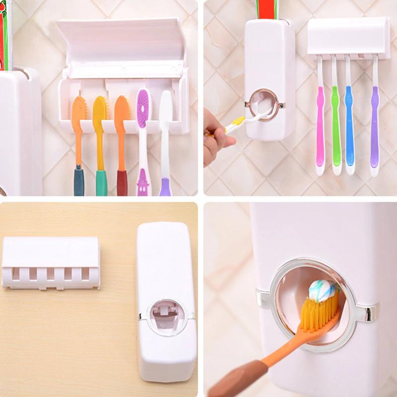 Toothpaste Dispenser With Brush Holder