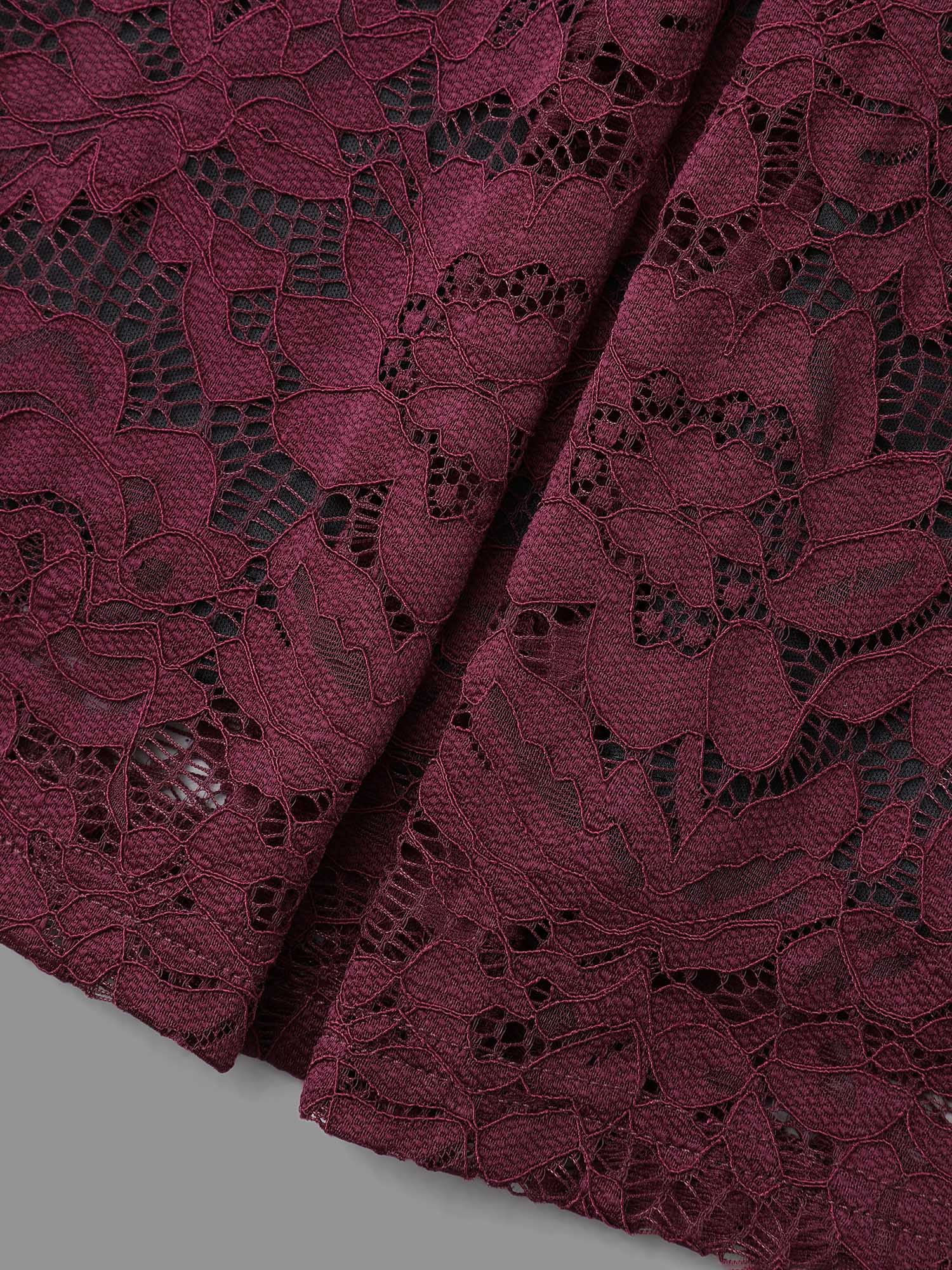 Sheer Lace Sleeve Pleated Slim-Fit Blouse