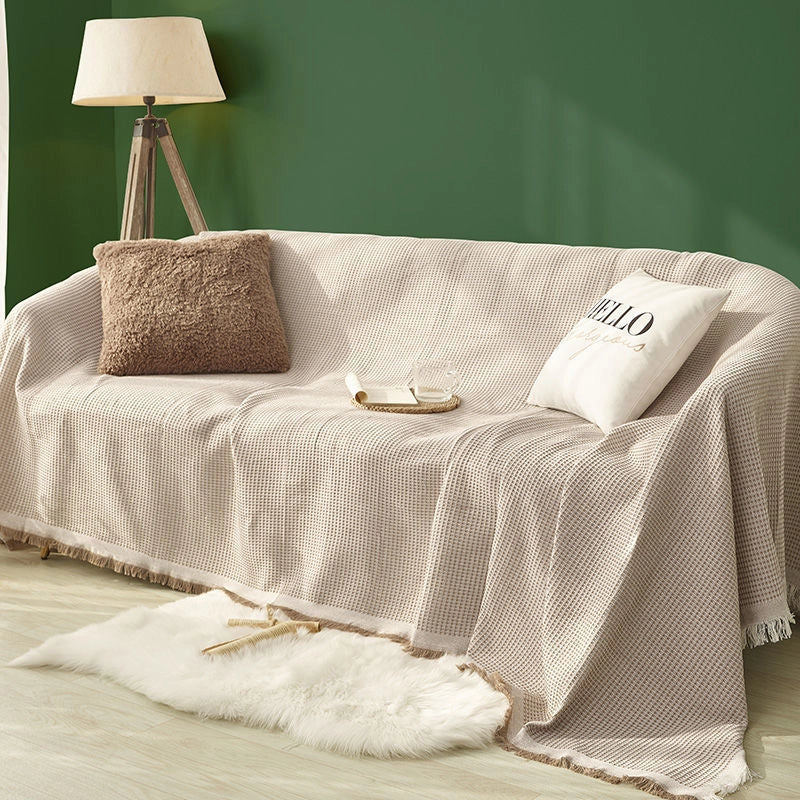 Waffle Sofa Towel Full Cover Cotton Woven Sofa Cushion Four Seasons Universal Sofa Cover Full Cover Universal Cover Towel