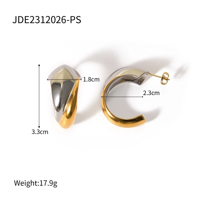 1 Pair Minimalist Classic Style Geometric Mixed Color Plating 304 Stainless Steel Earrings