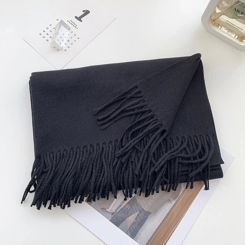 Women's Scarf Winter Versatile Long Solid Color Cashmere-like  Shawl Autumn And Winter Thickened Warm Knitted Scarf Men's Fashion