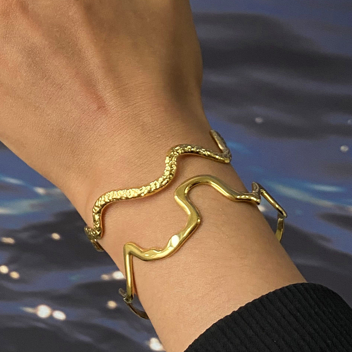 Stainless Steel Wave Bracelet Jewelry Women'S Niche Design Bracelet Titanium Steel
