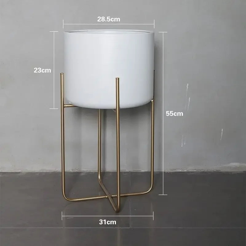 Nordic Wind Indoor Floor Type Flower Rack Gold Iron Art Storage Shelf Home Balcony Plant Decoration Flowerpot Stand