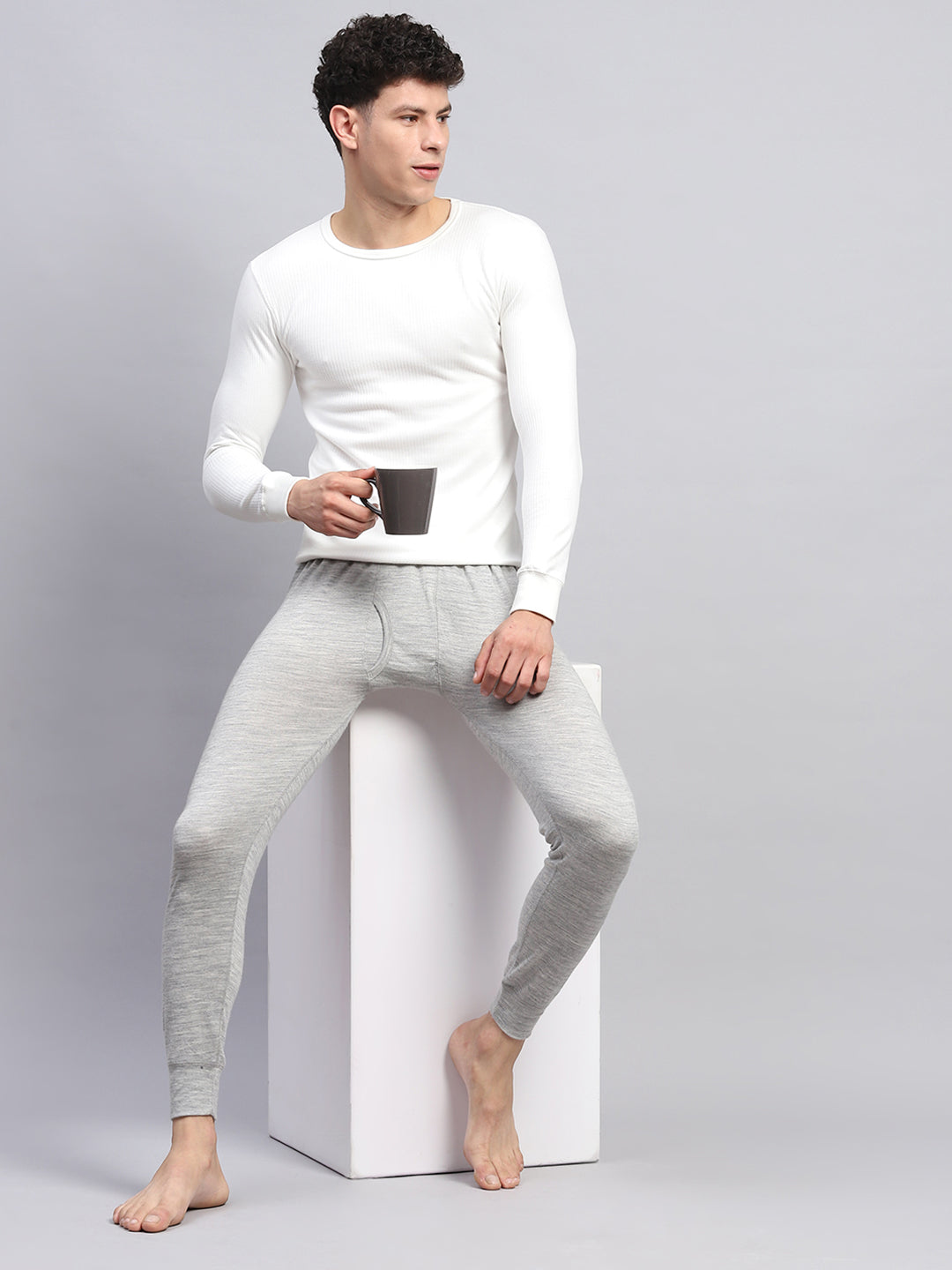 Men Grey Solid Regular Fit Lower