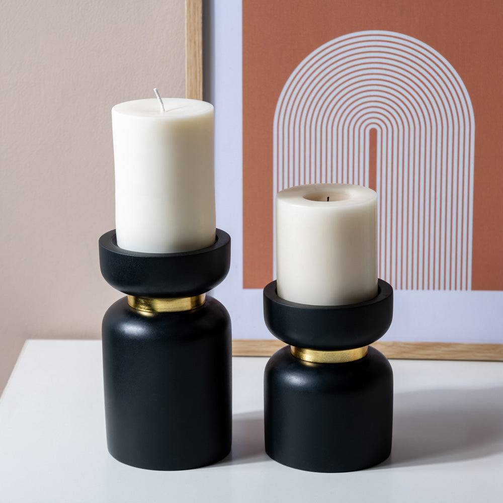 Concrete Candle Stand Large - Black