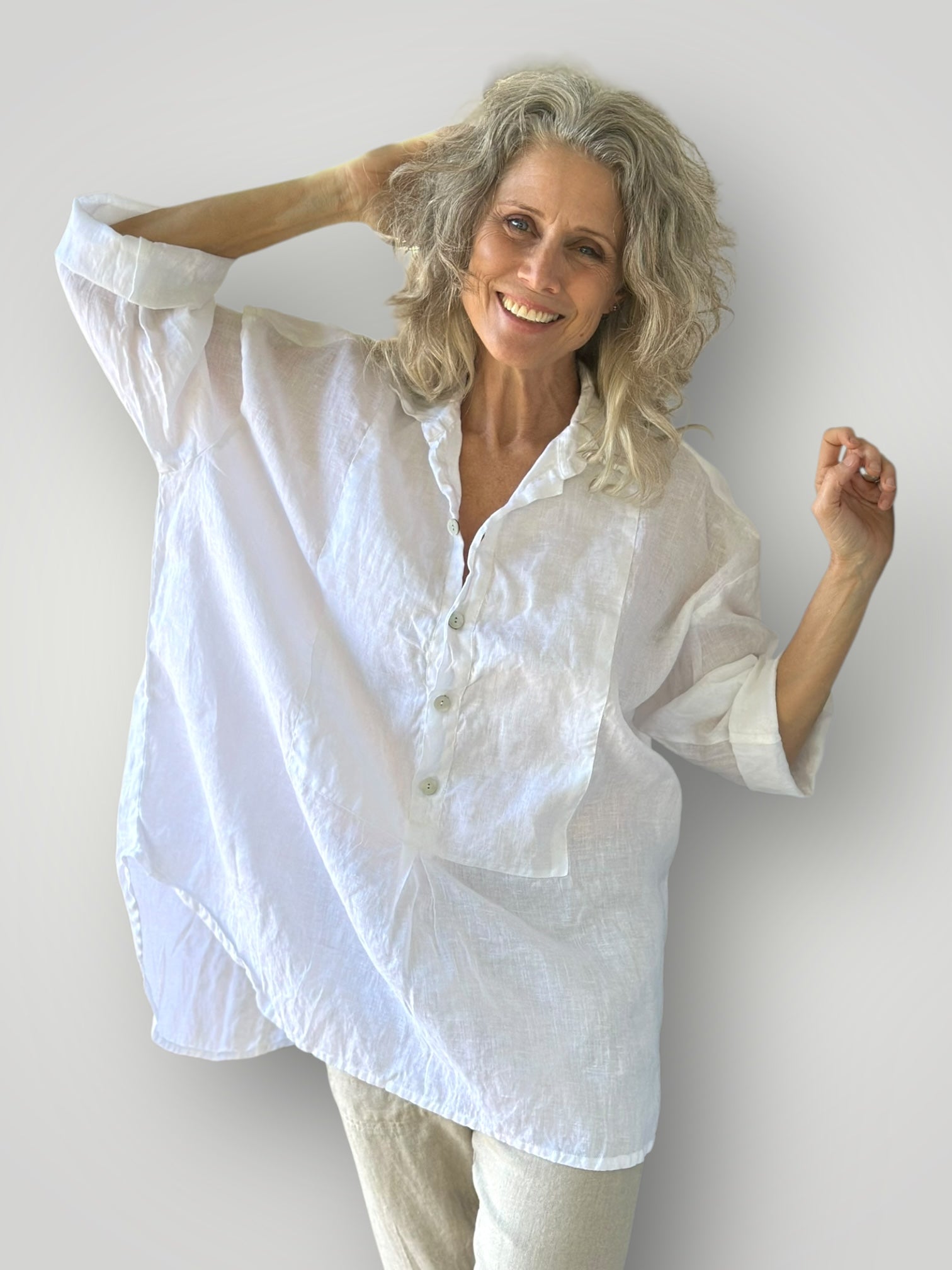 megan shirt-white linen