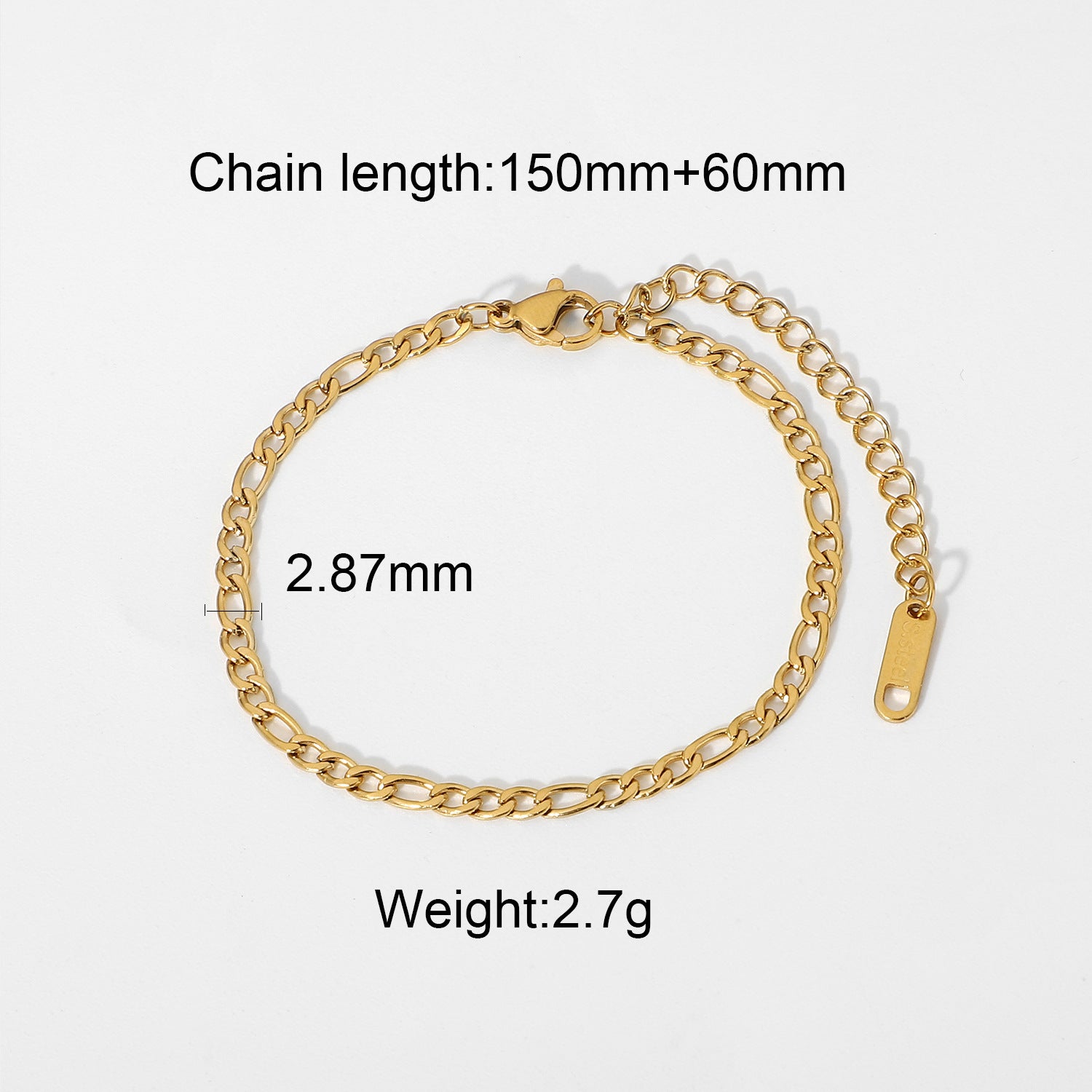 Women  Chain Geometric Stainless Steel 18K Gold Plated Bracelets