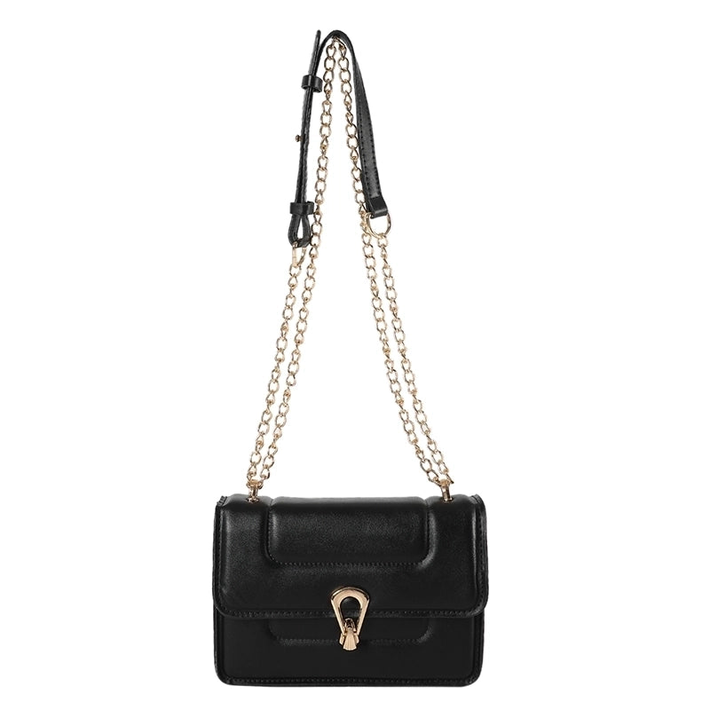 Women's Pu Leather Solid Color Classic Style Flip Cover Shoulder Bag
