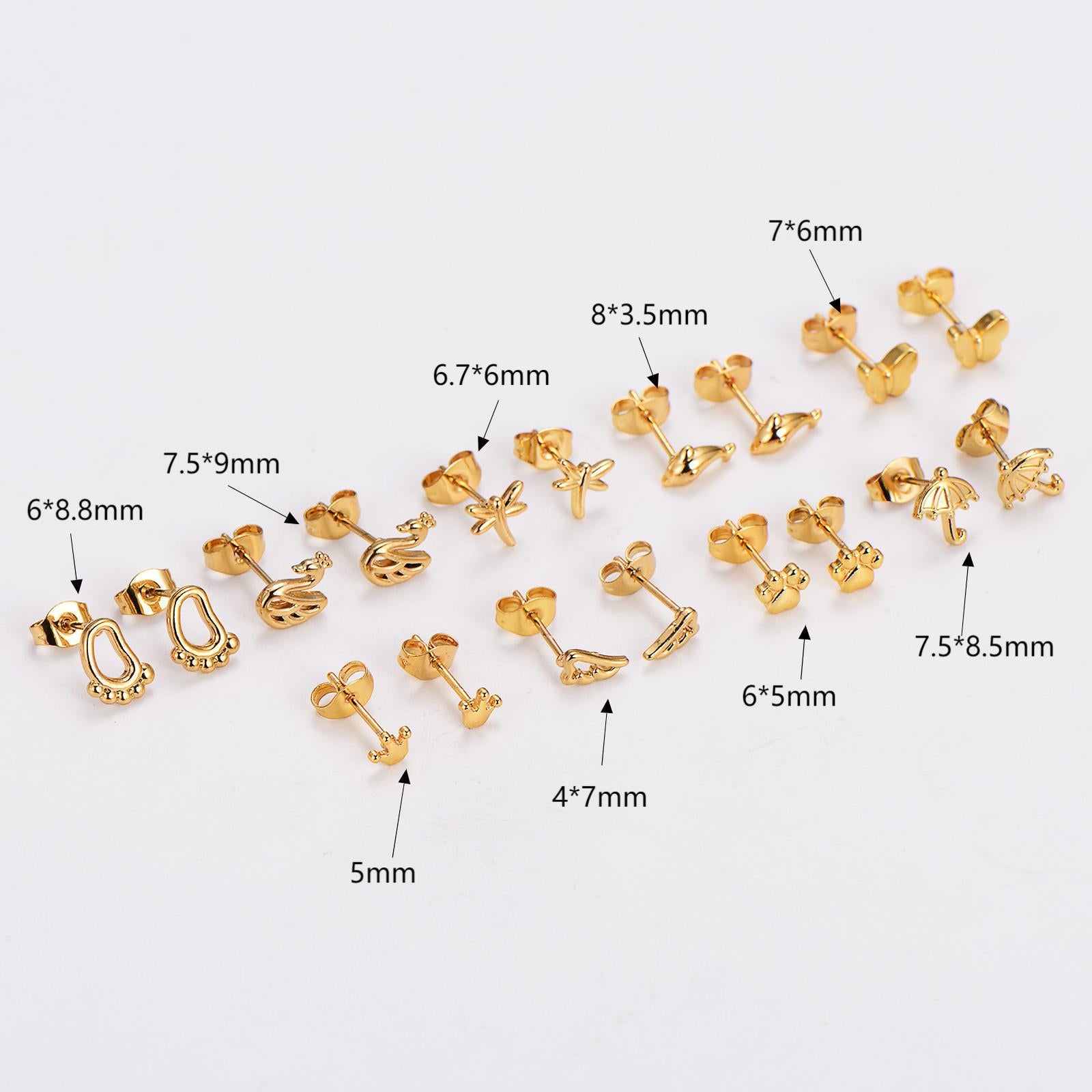 Aml Stainless Steel Butterfly Foot Umbrella Dragonfly Crown Simple Irregular Earrings For Women