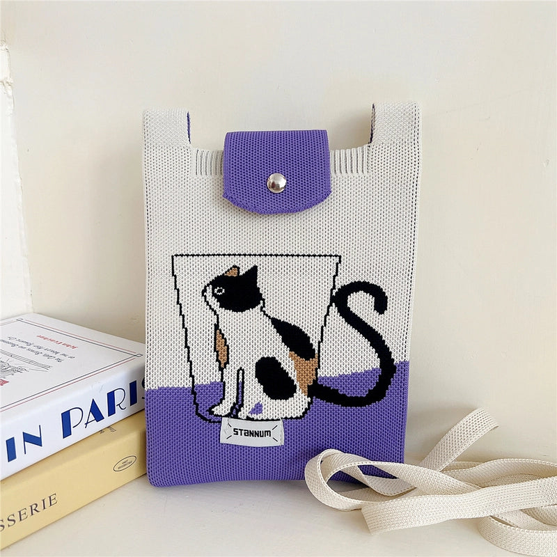 Women's Small Polyester Cartoon Letter Flower Cute Square Flip Cover Bucket Bag