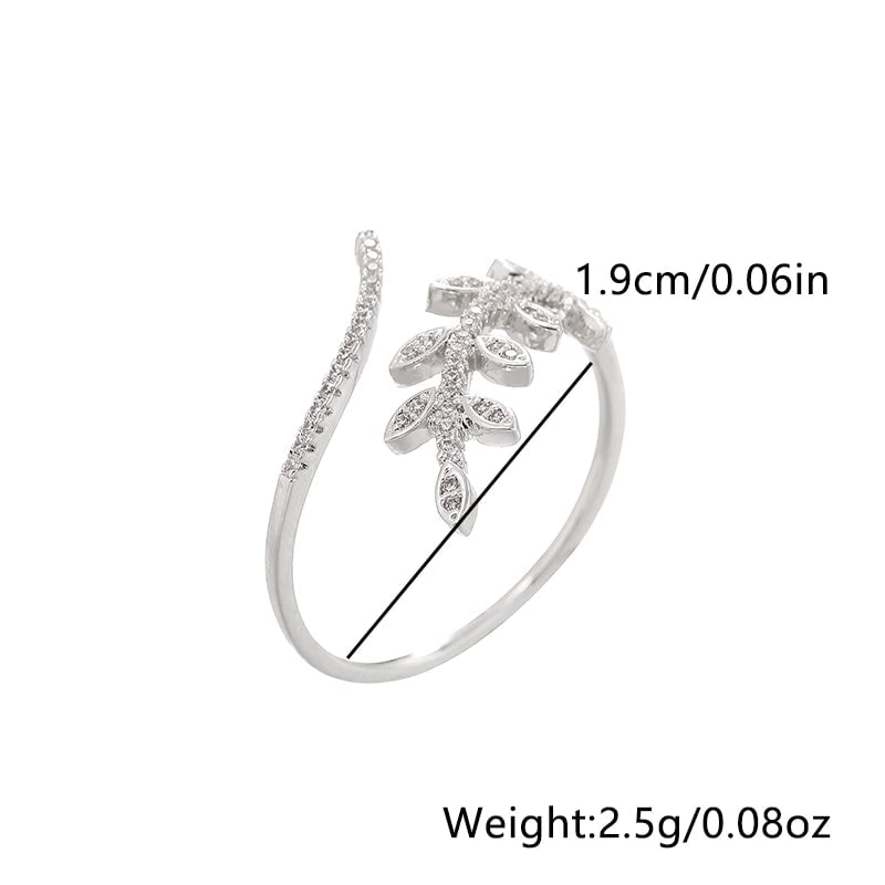 240 Pieces Copper Inlay Leaf Zircon Copper Rings