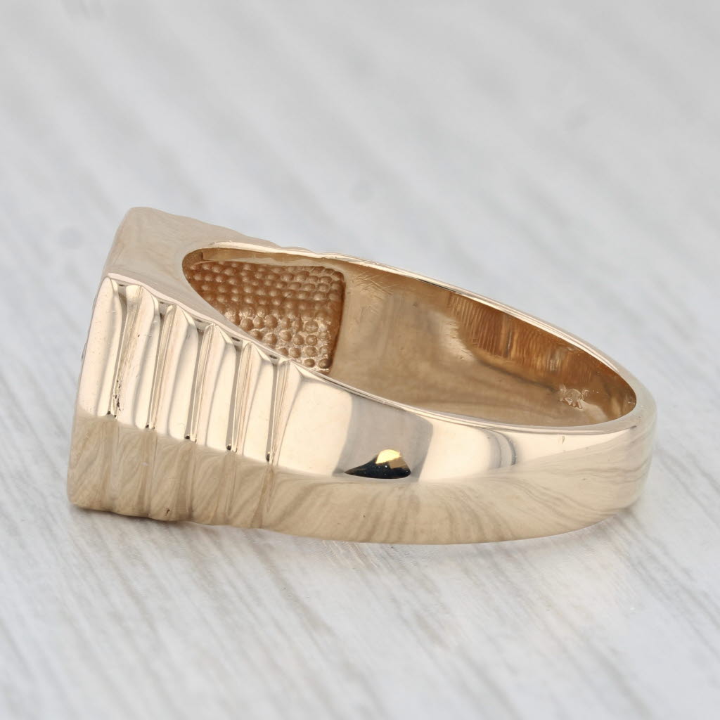 0.22ctw Diamond Men's Ring 14k Yellow Gold Engravable Signet Size 12.75