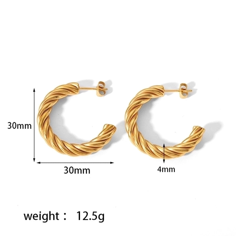 1 Pair Minimalist Circle Plating 304 Stainless Steel Hoop Earrings