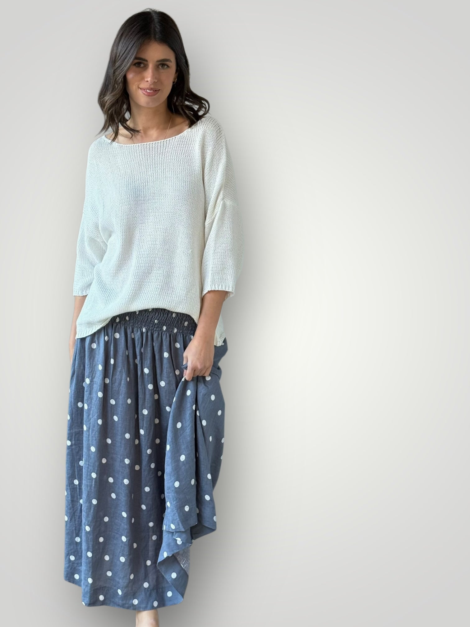 lulu skirt - grey spot linen
