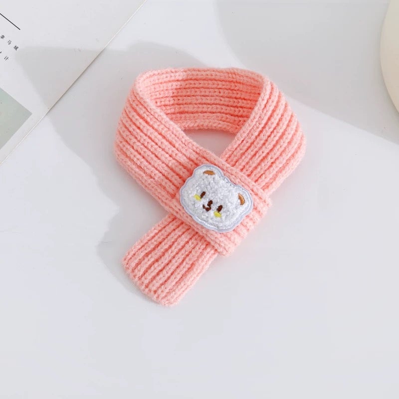 Cute Bear Decor Knitted Dog Cat Scarf