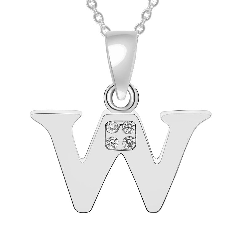 Minimalist Letter Copper Plating Inlay Zircon Pendant Necklace
