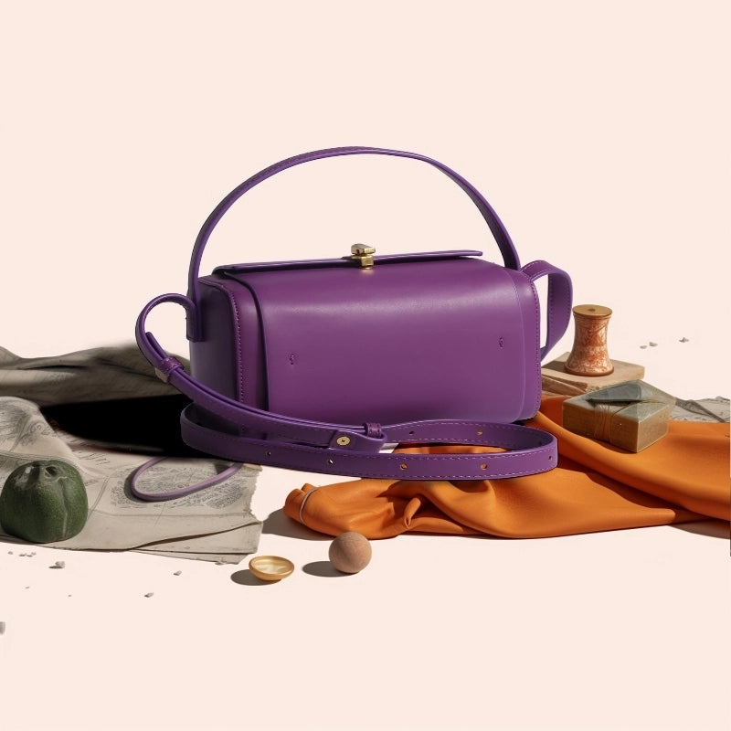 Women's Small All Seasons Pu Leather Solid Color Elegant Magnetic Buckle Square Bag