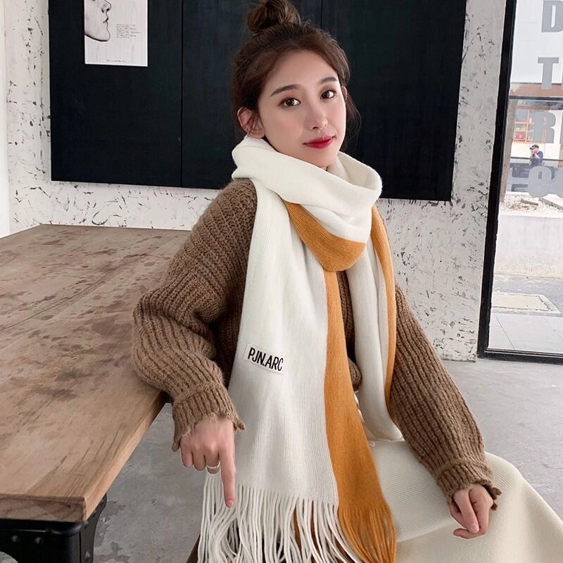 Scarf Women's Winter Versatile Cute Student Thickened Wool Warm Internet Celebrity Scarf Men